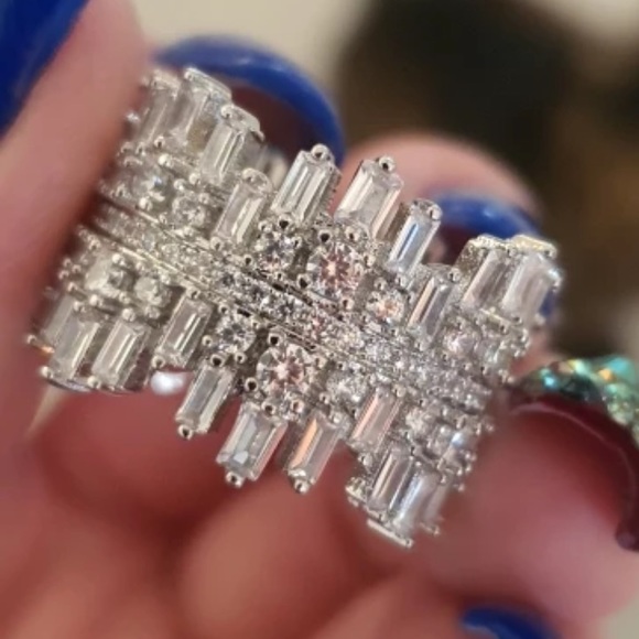 18K white gold plated shiny ring - Picture 7 of 7